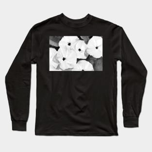 Ode To Georgia 1 in Black and White - Wild Morning Glories Long Sleeve T-Shirt